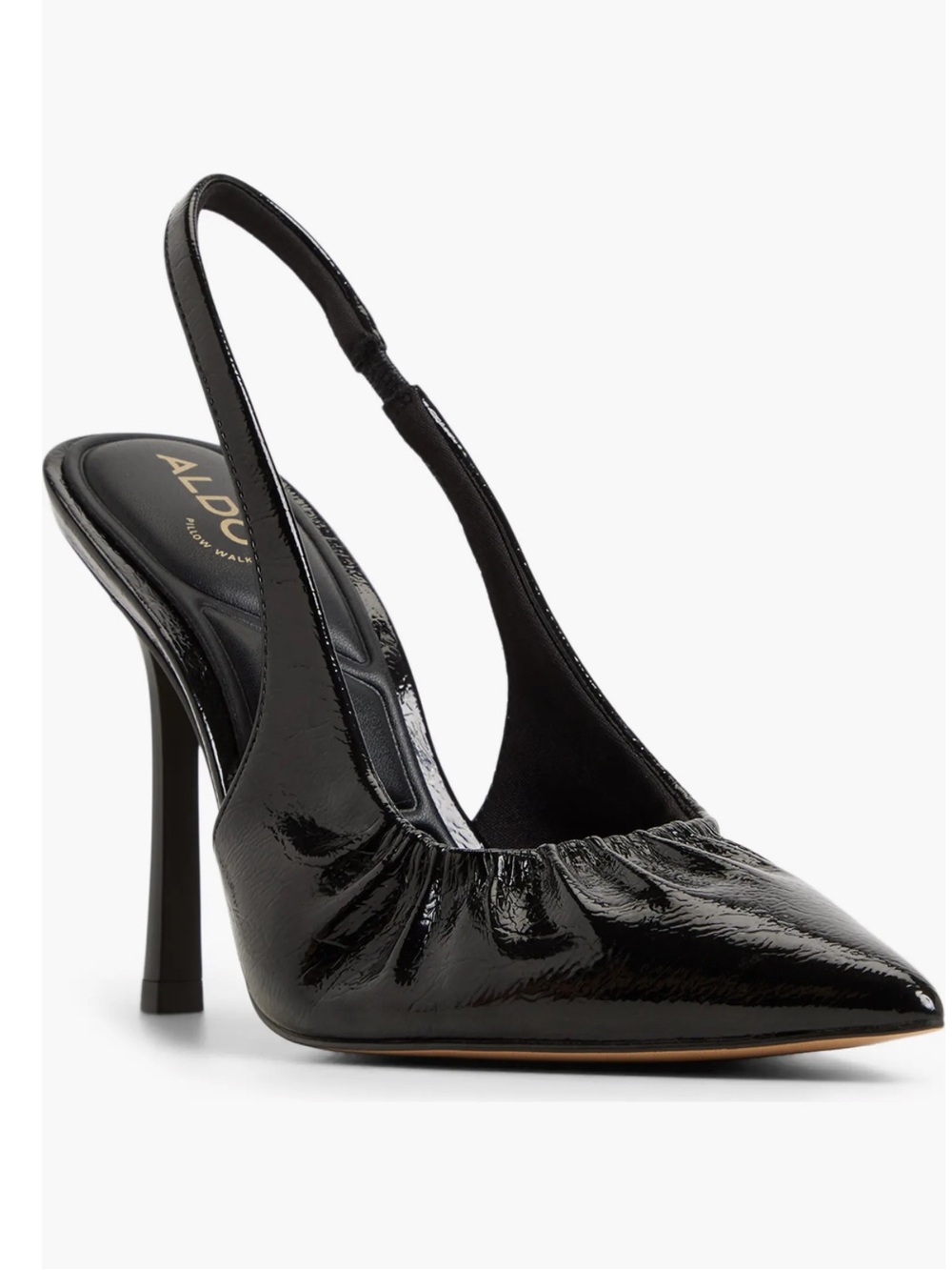 ALDO Mystie  Black Patent Slingback Pointed-Toe Heel